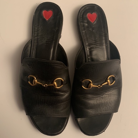 Gucci Malaga Kid Horsebit Black Leather Sandals Sz 8 - Picture 8 of 12